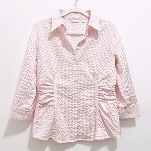 New York & Company Women’s Pink Striped Button Down Shirt